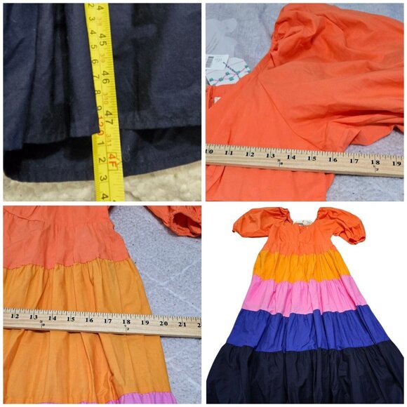 Farm Rio Anthropologie Womens Tiered Colorblock Maxi Dress Size M Cotton‎ NWT - Picture 9 of 10